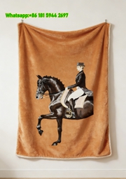 Hermes Equestrian Dressage Flannel Throw Blanket IMG_5282